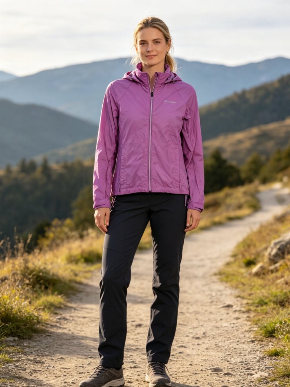 Columbia Orchid Orchid Pink Lightweight Full Zip Packable Windbreaker Jacket
